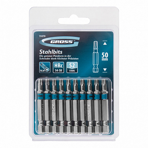 Набор бит TORX 20х50, сталь S2, 10 шт.// Gross Набор бит TORX 20х50, сталь S2, 10 шт.// Gross