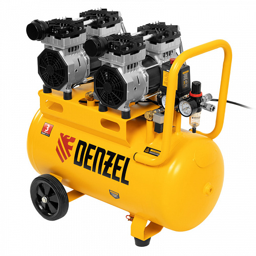 Компрессор безмаслянный малошумный DLS 1500/50, 1500 Вт, 2х750, 50 л, 260 л/мин// Denzel Компрессор безмаслянный малошумный DLS 1500/50, 1500 Вт, 2х750, 50 л, 260 л/мин// Denzel