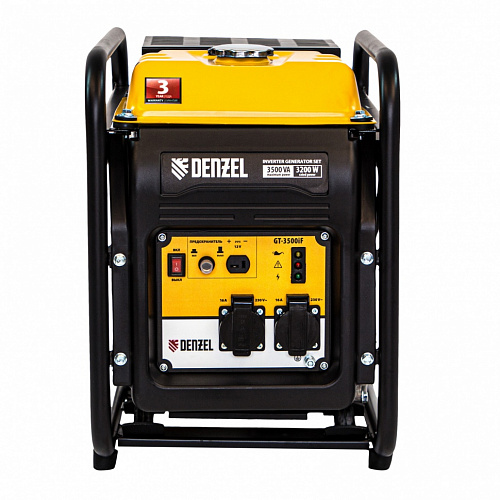 Инверторная генераторная установка GT-3500iF, 3,5 кВт, 230 В,открытый корпус,ручной старт// Denzel Инверторная генераторная установка GT-3500iF, 3,5 кВт, 230 В,открытый корпус,ручной старт// Denzel